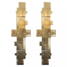Pair of brushed brass modernist sconces
